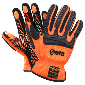 RONCO SELA 92-300 Impact Resistant Gloves Hi-Viz Orange, Regular  6 pairs/bag