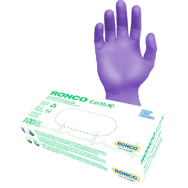 RONCO Earth Biodegradable Nitrile Examination Glove (3 mil); 100/box