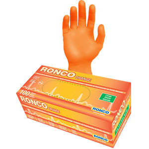 Ronco Orange Nitrile Examination Glove (4 mil); 100/box
