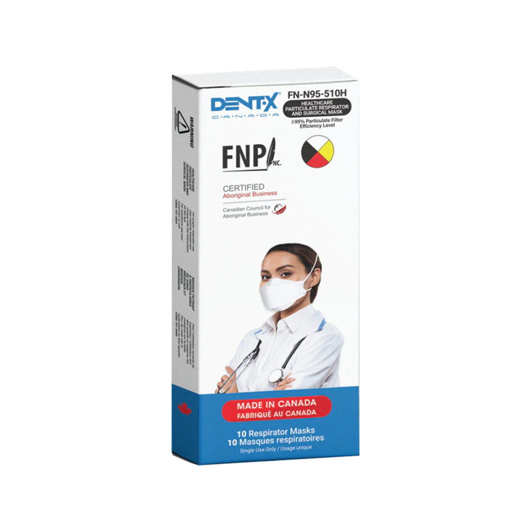 N95 White FN-N95-510 Headstraps Respirator Mask Made in Canada by Dent-X