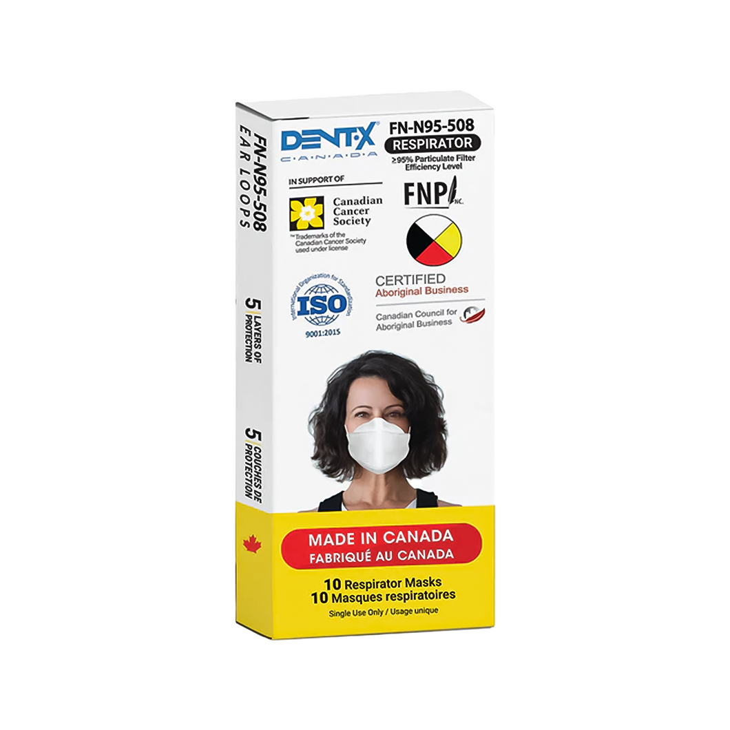 N95 White FN-N95-508 Respirator Mask Made in Canada by Dent-X