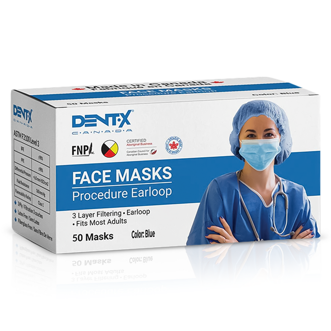 3-Ply Surgical Masks - Level 3 (50 masks per box) ASTM Level III made in Canada By Dent-X