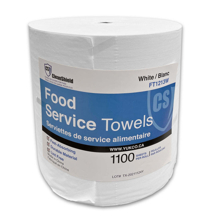 Food Service Towels, 12x13" Per Sheet, 1100 Sheets Per Roll. White.