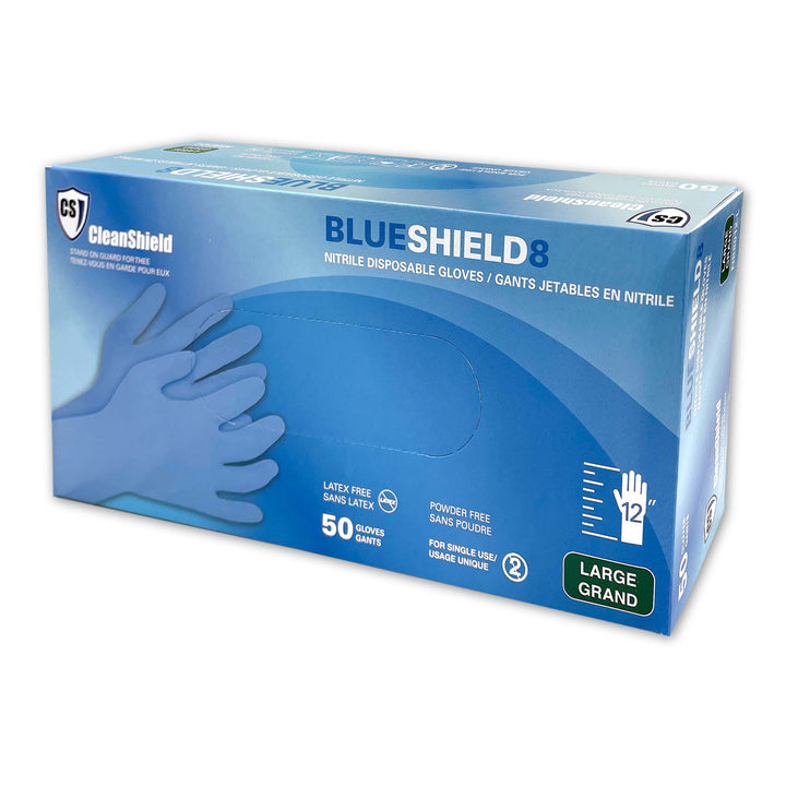 BlueShield8 Nitrile Disposable Gloves, Blue.  8MIL 12" 50/box