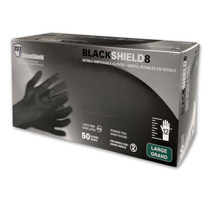 BlackShield8 Nitrile Disposable Gloves, Black.  8MIL 12" 50/box
