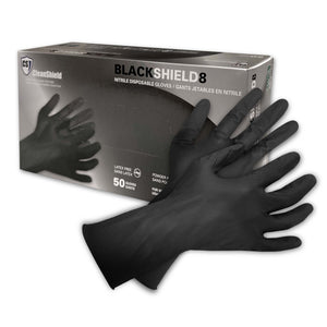BlackShield8 Nitrile Disposable Gloves, Black.  8MIL 12" 50/box