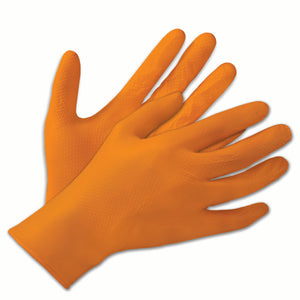 Medium Diamond Shield Nitrile Disposable Gloves Orange. 8MIL 50/box