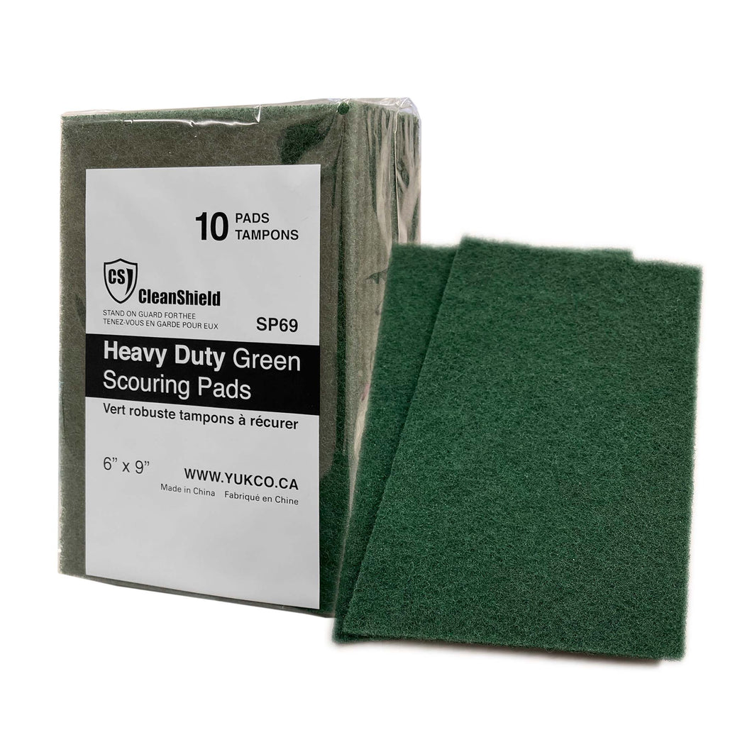 Heavy Duty Green Scouring Pads 6''x9'' 10pk/bag