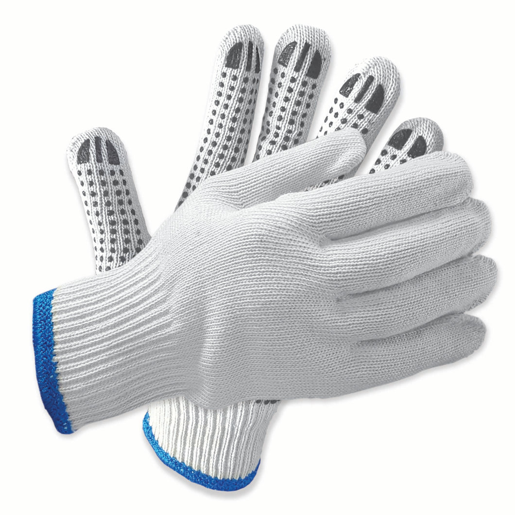 String Knit Gloves With PVC Dots Palm. 12pairs/bag