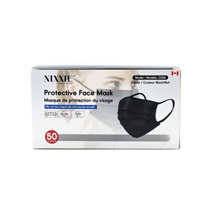 Premium Nixxie Protection™ Black Disposable Masks 3 Ply ; Case of 2000 Masks - 40 Packs x 50 Masks