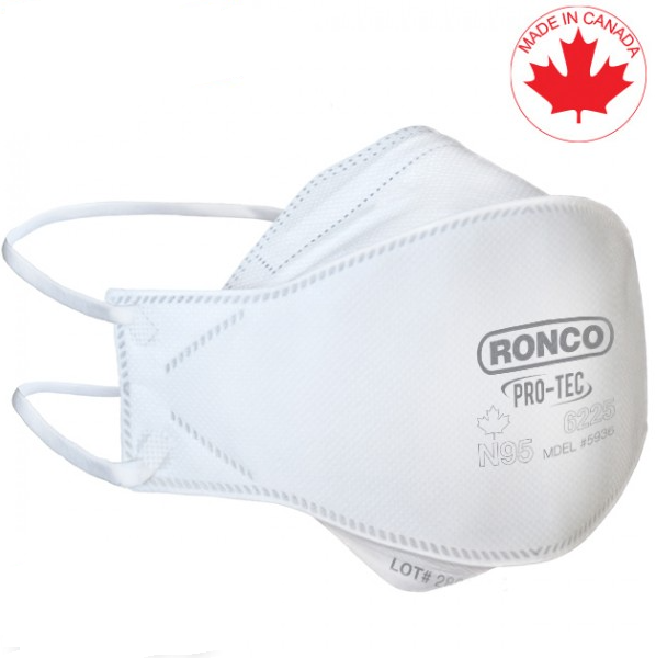 RONCO N95 Respirator, Flat-folded, 6225, Individually packed