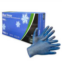 Load image into Gallery viewer, BlueVmax Vinyl Examination Gloves. 4 MIL 100/box
