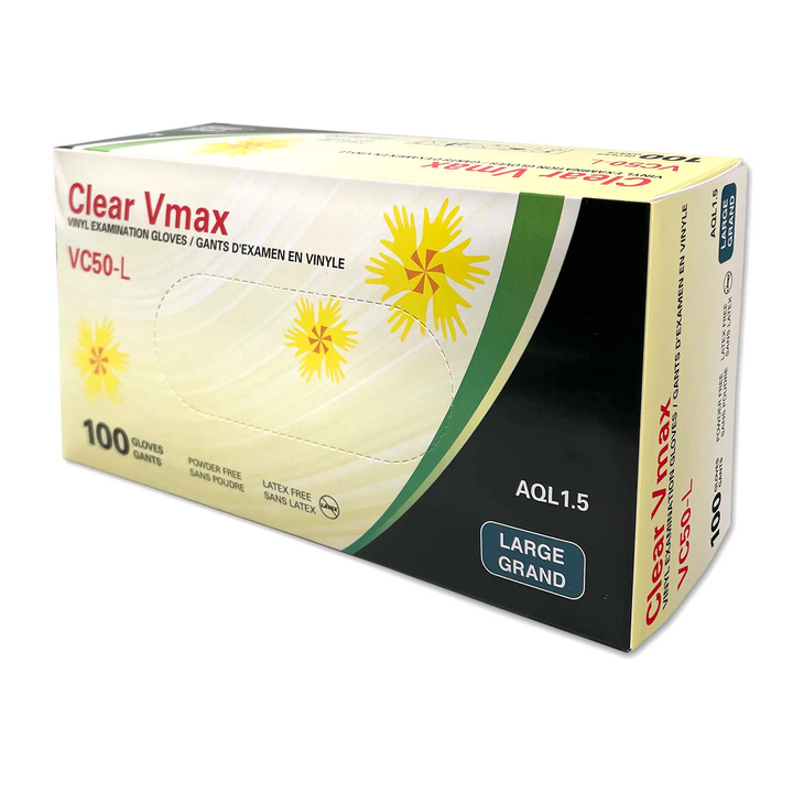 ClearVmax Vinyl Examination Gloves. 4,5 MIL 100/box