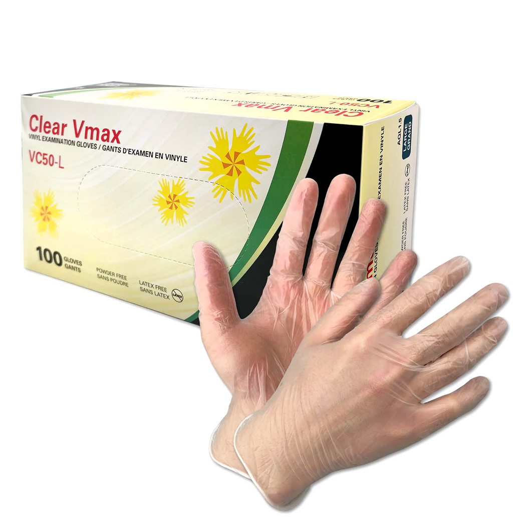 ClearVmax Vinyl Examination Gloves. 4,5 MIL 100/box