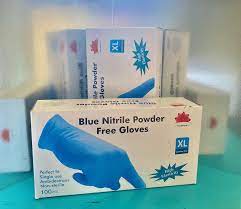 Blue Nitrile Powder Free Gloves, Size XL 100 gloves/box