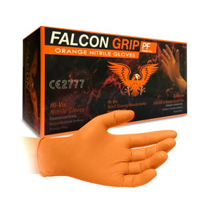 Falcon Grip Orange Nitrile Gloves Powder Free, 8 mil (100pcs/Box)