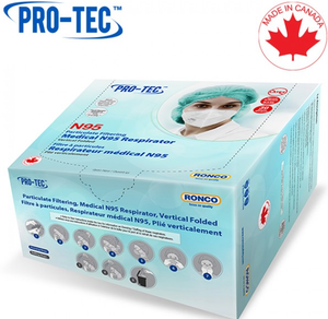 PRO-TEC Particulate Filtering / Medical N95 Respirator, Vertical Folded individually packed; by RONCO 6335; Headstraps