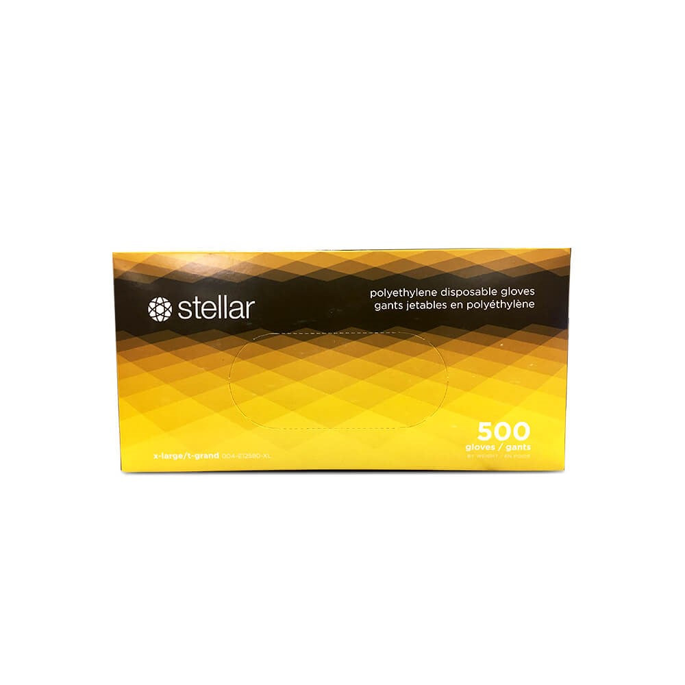 Stellar poly gloves Clear Polyethylene Disposable Glove; 500/box